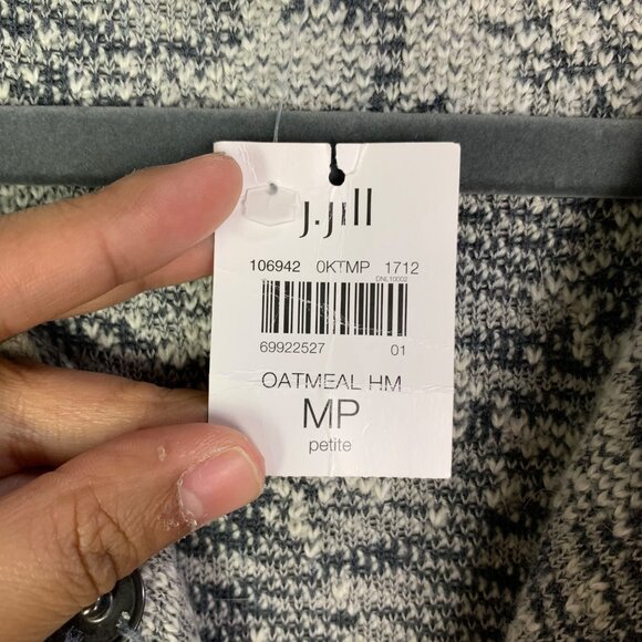 NWT J. Jill Oatmeal HM Womens Floral Knit Cardigan Jacket Beige & Gray M Petite - Picture 11 of 14